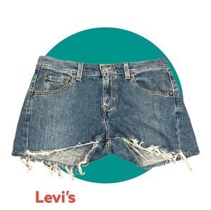 Levi pants cut off into short blue jean shorts